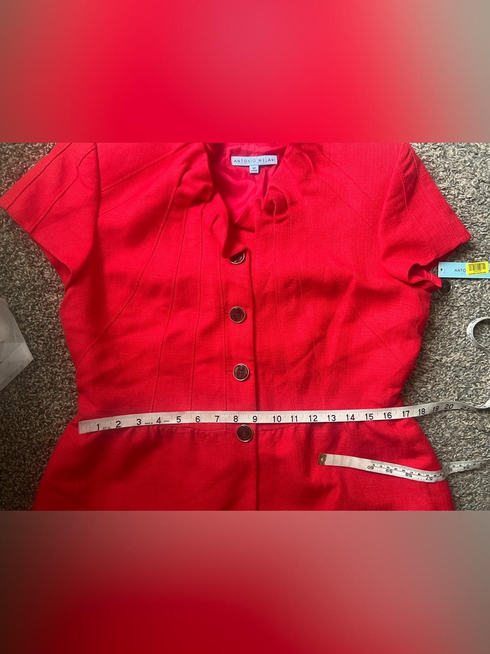 Antonio MELANI Cottagecore coral orange cap sleeve blazer - Picture 10 of 12